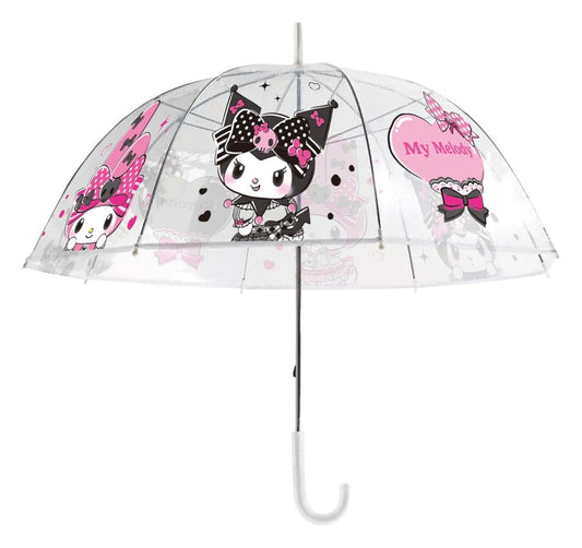Sanrio Pink Black Party Series Umbrella Kuromi & My Melody Transparent   8721126704857