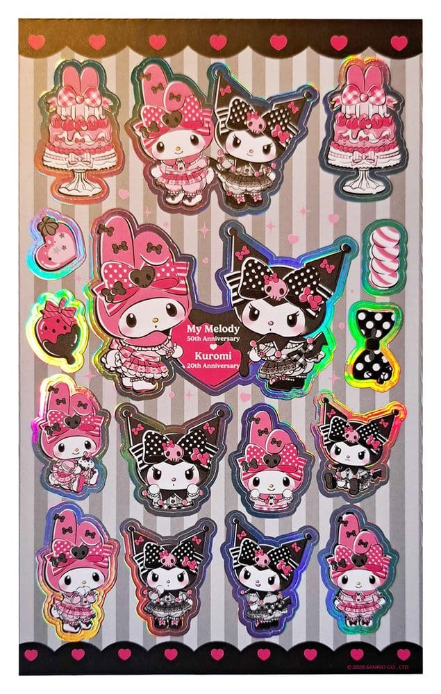 Sanrio Pink Black Party Series Sticker Pack Kuromi & My Melody  8721126705236