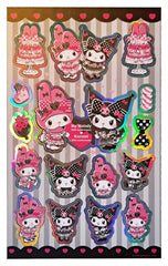 Sanrio Pink Black Party Series Sticker Pack Kuromi & My Melody  8721126705236