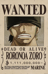 One Piece 3D Poster Wanted Roronoa Zoro 38 x 58 cm 8435450269462