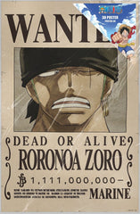 One Piece 3D Poster Wanted Roronoa Zoro 38 x 58 cm 8435450269462