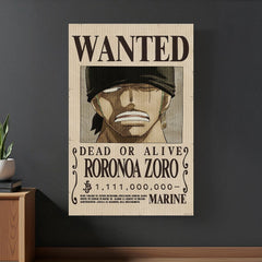 One Piece 3D Poster Wanted Roronoa Zoro 38 x 58 cm 8435450269462