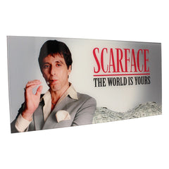 Scarface Glass Poster The World Is Yours (Grey Background) 60 x 30 cm 8436535275972