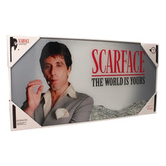 Scarface Glass Poster The World Is Yours (Grey Background) 60 x 30 cm 8436535275972