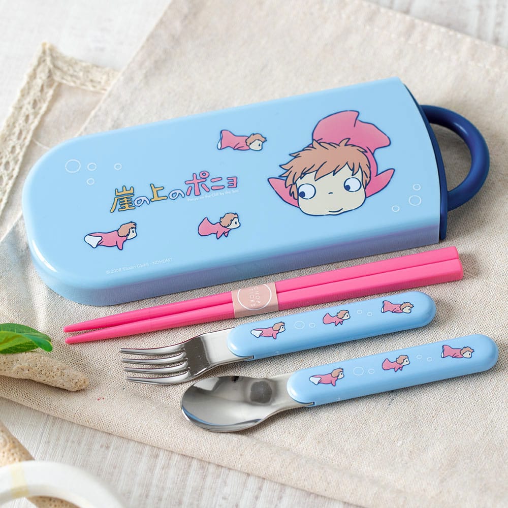 Ponyo Chopsticks & Spoon & Fork Set Ponyo on the Cliff 4973307649417