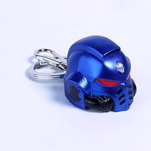Warhammer 40K Metal Keychain Space Marine Primaris Helmet Ultramarine - Amuzzi
