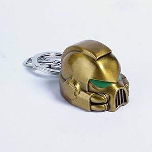 Warhammer 40K Metal Keychain Space Marine MKVII Helmet Gold 3760226377047