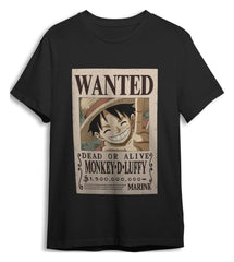 One Piece T-Shirt Monkey D. Luffy Wanted Black Size XXL 8435073770635