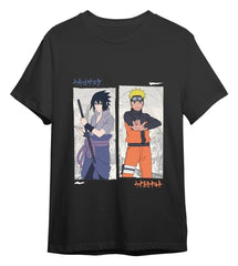 Naruto Shippuden T-Shirt Naruto vs Sasuke Black Size M 8435073799827