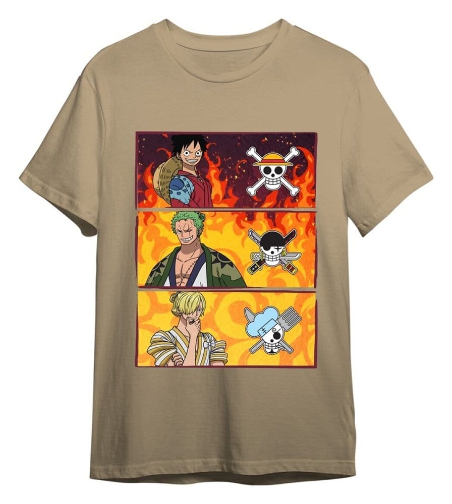 One Piece T-Shirt Monkey D. Luffy & Roronoa Zoro & Sanji Sand Size S 8435073716886