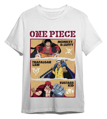 One Piece T-Shirt Monkey D. Ruffy & Trafalgar D. Water Law & Eustass White Size S 8435073717203