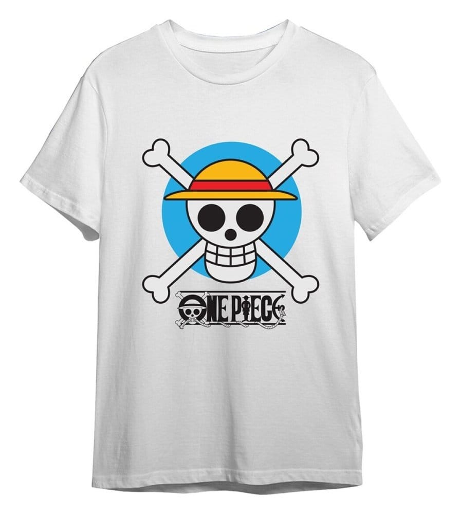 One Piece T-Shirt Circle Skull White Size S 8435073717364