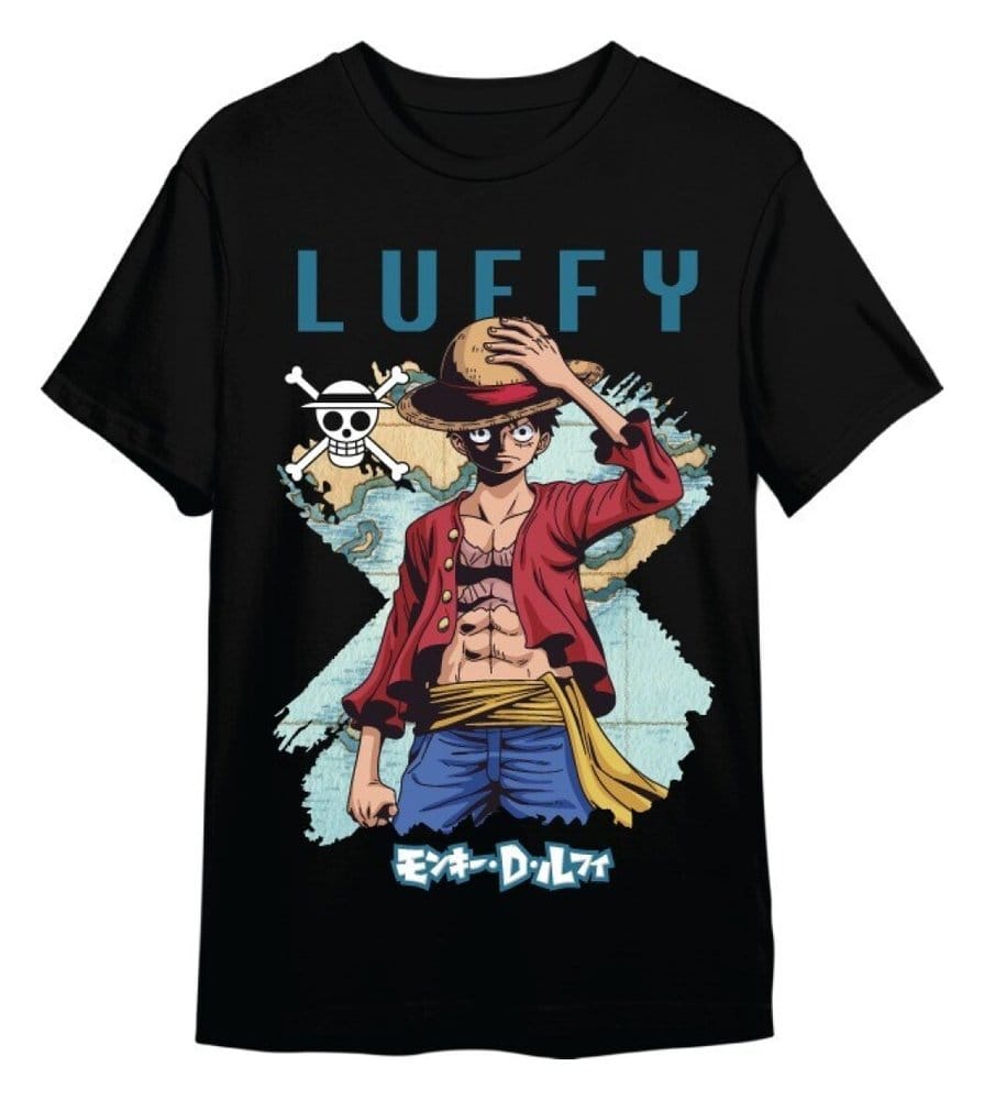One Piece T-Shirt Monkey D. Luffy Mapa Black Size S 8435767621540
