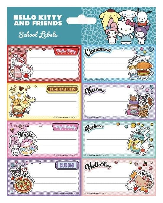 Hello Kitty and Friends School Labels American Diner Version 5063457097776