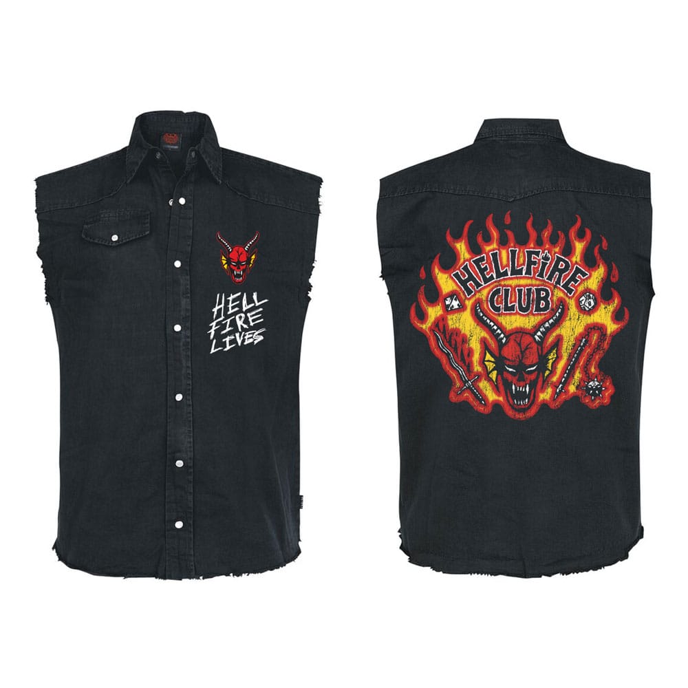 Stranger Things Work Shirt Hellfire Distressed Size S 5056811543484