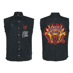 Stranger Things Work Shirt Hellfire Distressed Size S 5056811543484