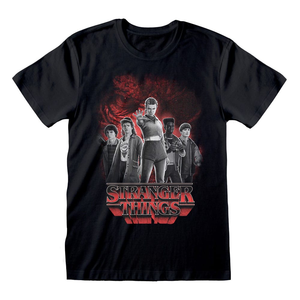 Stranger Things T-Shirt Group with Vecna behind Balck and White Size S 5056811567985