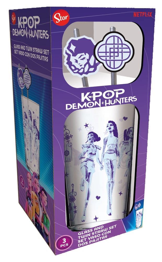 KPop Demon Hunters Glas Tumbler mit Trinkhalmen 485 mlKPop Demon Hunters Glass Tumbler with Straws 485 mlKPop Demon Hunters verre tumbler avec pailles 485 mlKPop Demon Hunters Vaso Tumbler con pajitas 485 ml 8412497806393