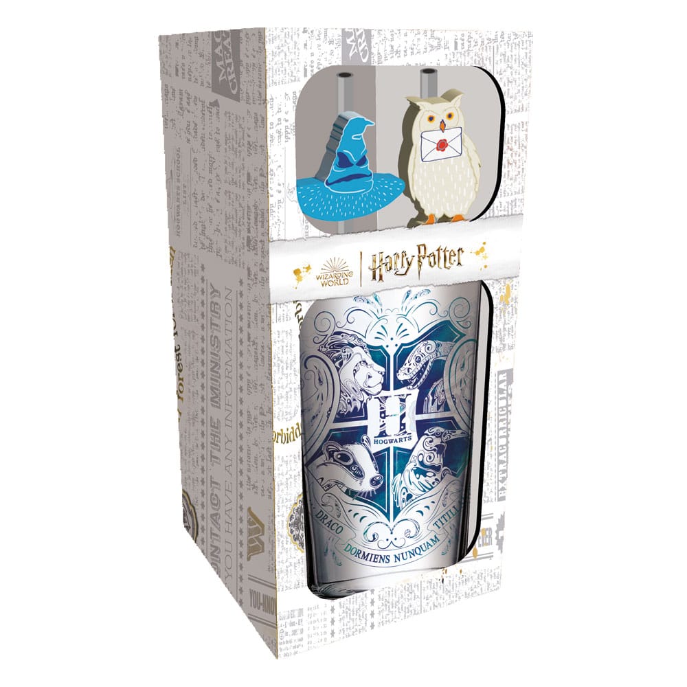 Harry Potter Glass Tumbler with Straws Hogwarts 485 ml 8412497922130