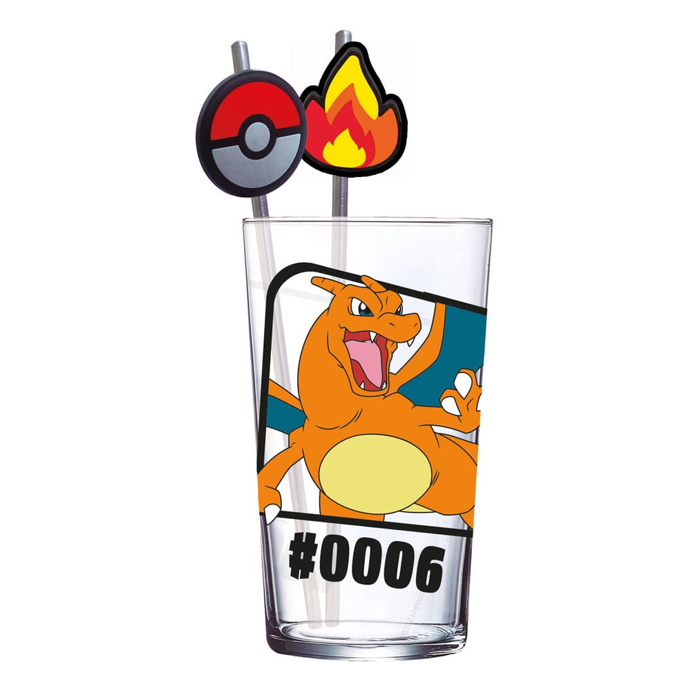 Pokémon Glass Tumbler with Straws Charizard 480 ml 8412497981595