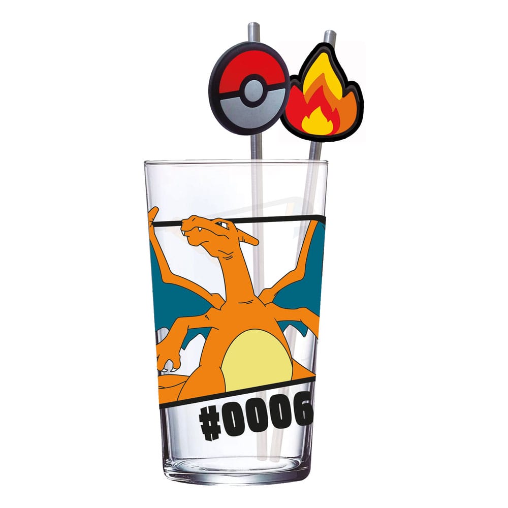 Pokémon Glass Tumbler with Straws Charizard 480 ml 8412497981595