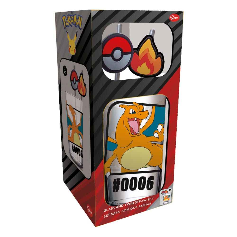 Pokémon Glass Tumbler with Straws Charizard 480 ml 8412497981595