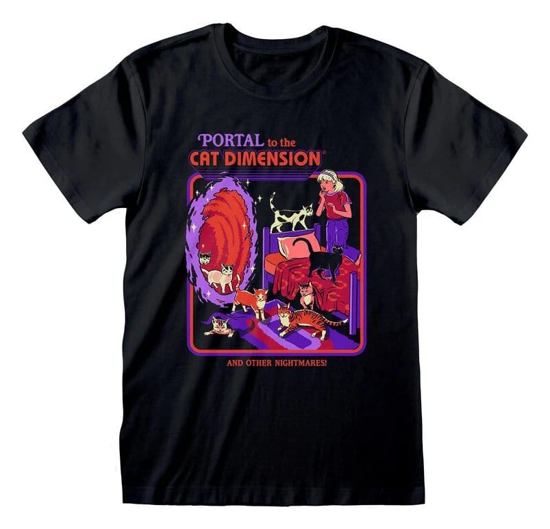 Steven Rhodes T-Shirt Cat Dimension Black Size S 5056688595043