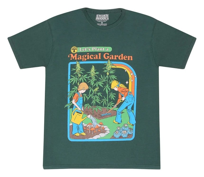 Steven Rhodes T-Shirt Let's Plant A Magical Garden Green Size S 5056688543433