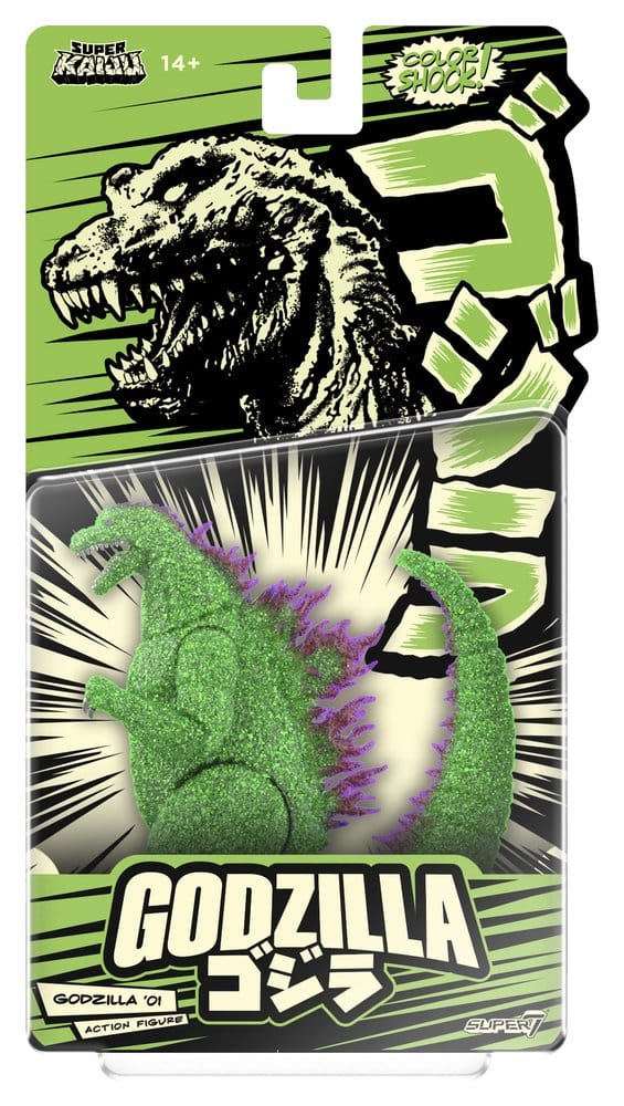Godzilla Toho Super Kaiju Action Figure Godzilla 2001 (Color Shock, Clear Green Glitter with Metallic) 0840418829806