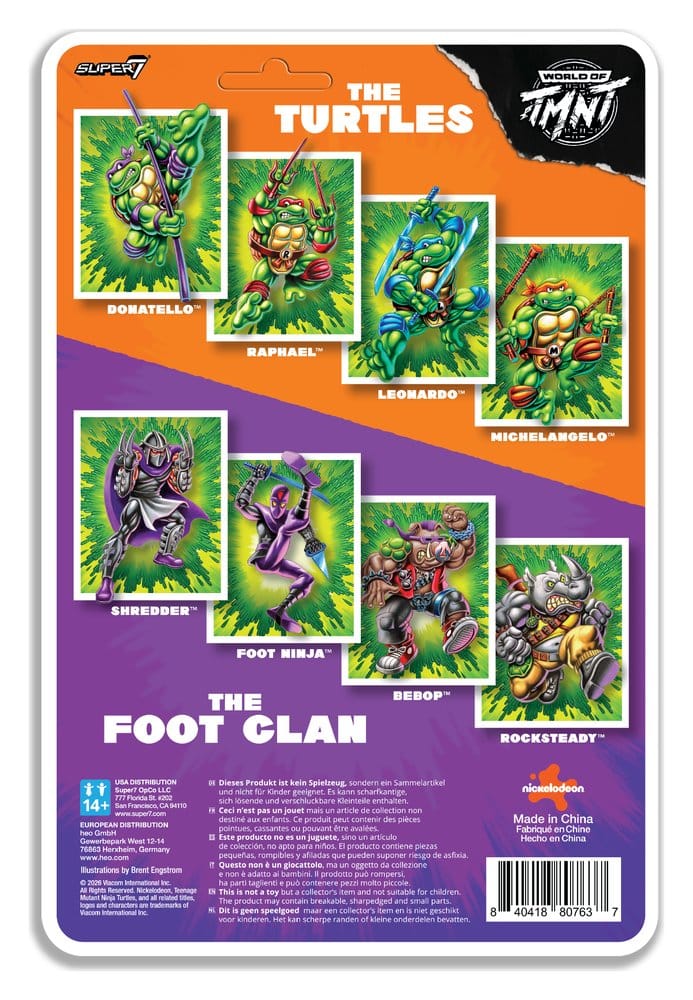 Teenage Mutant Ninja Turtles ReAction+ Action Figure Wave 02 Rocksteady 0840418807637