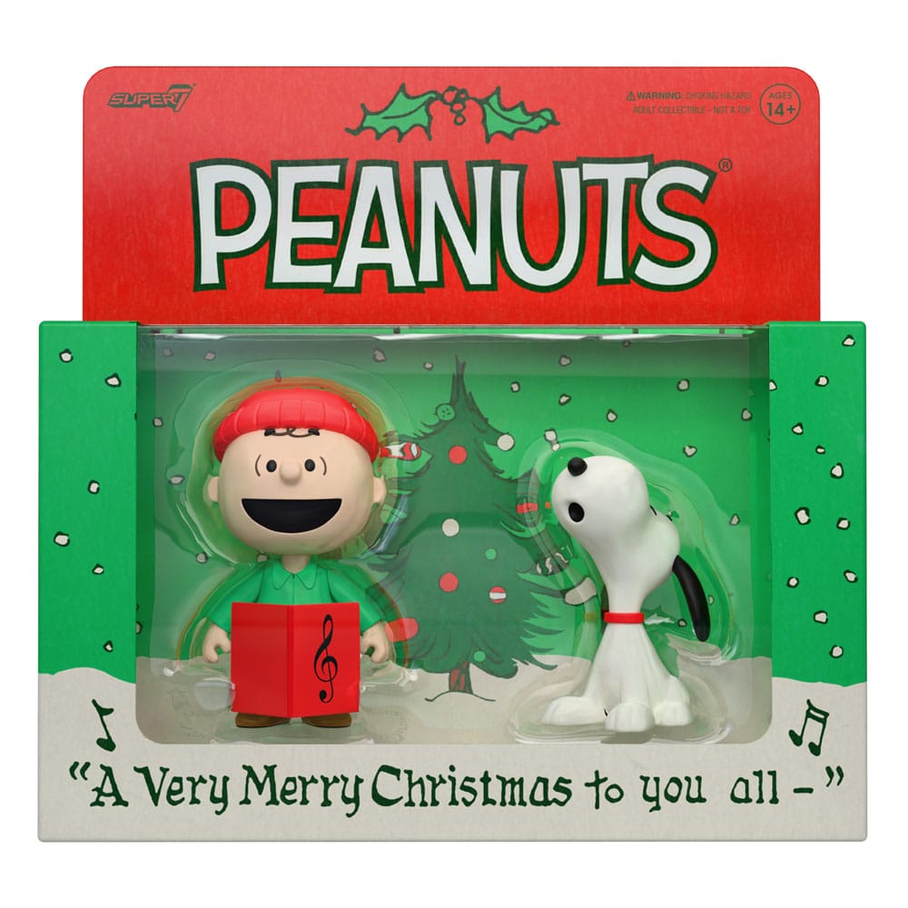 Peanuts ReAction Action Figures 2-Pack Brown and Snoopy (Caroling) 10 cm                     0840418808771