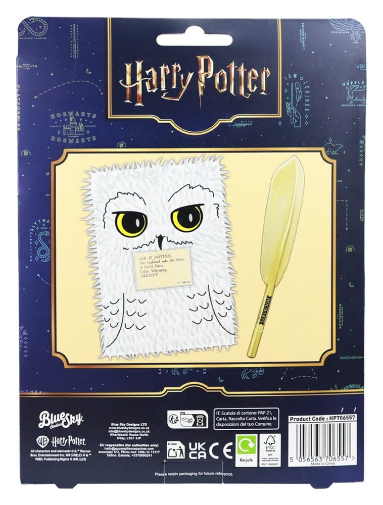 Harry Potter Plush Notebook Set with Pen Hedwig Magical Locations 5056563706557