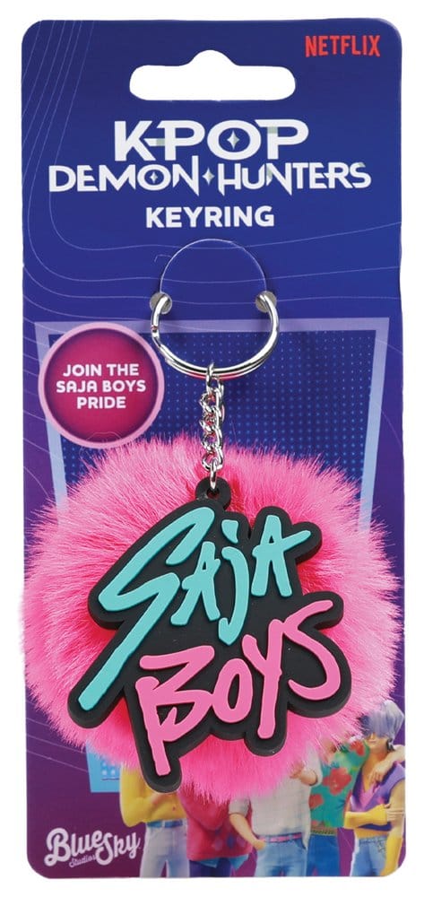 KPop Demon Hunters Pom Pom Keychain Saja Boys 5056563722496
