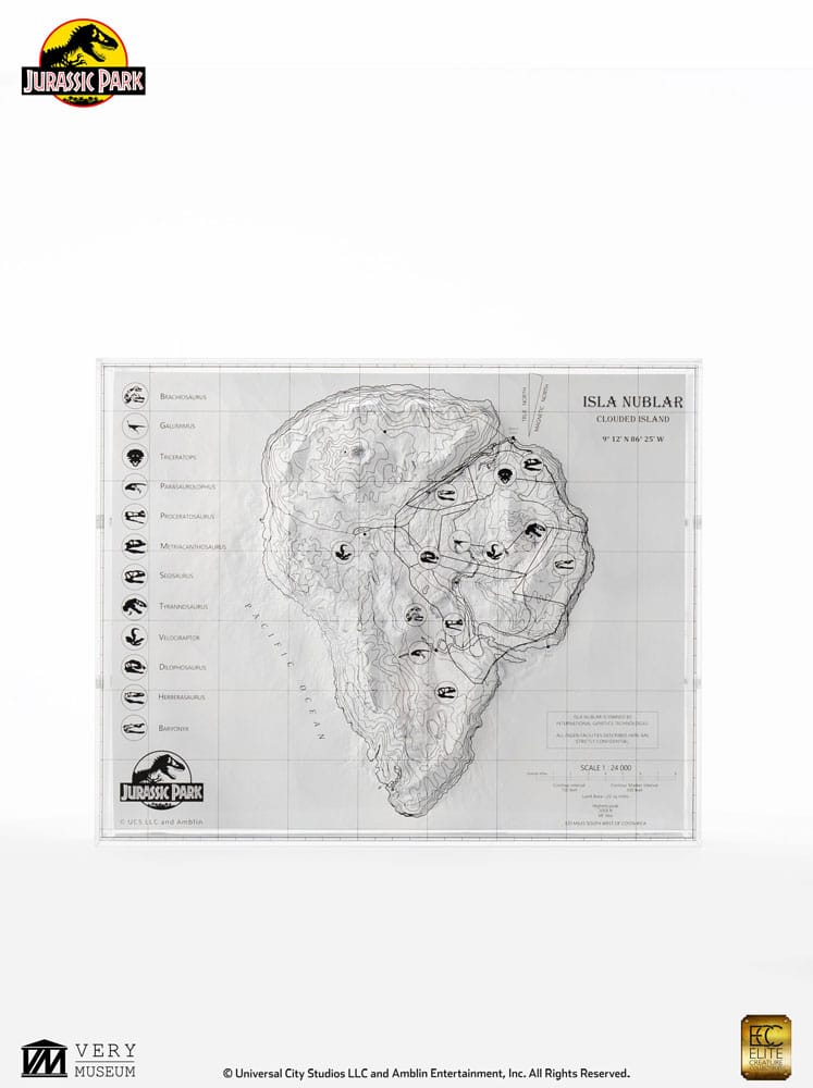 Jurassic Park Topographic Map Isla Nublar  84448418