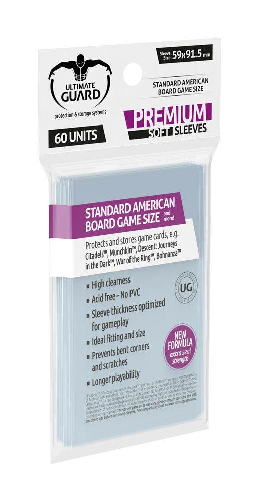 Ultimate Guard Premium Soft Sleeves For Board Game Cards Standard American (60) - Amuzzi
