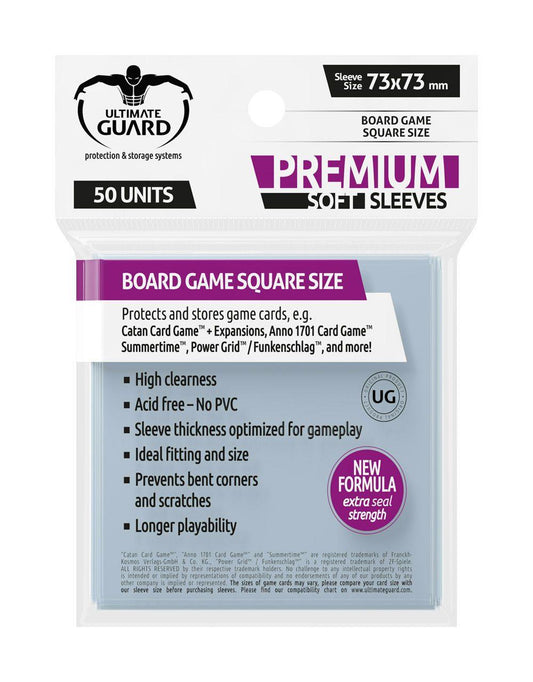 Ultimate Guard Premium Soft Sleeves For Board Game Cards Square (50) - Amuzzi