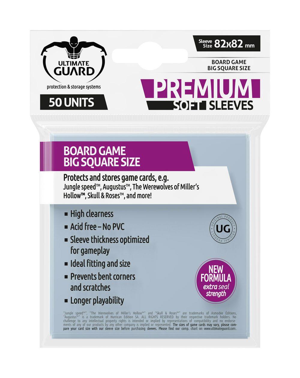 Ultimate Guard Premium Soft Sleeves For Board Game Cards Big Square (50) - Amuzzi