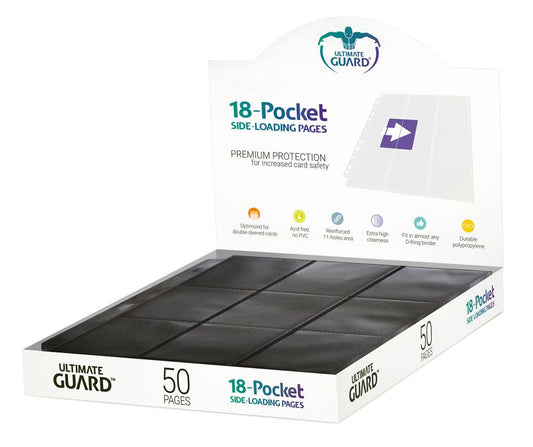Ultimate Guard 18-Pocket Pages Side-Loading (50) - Black 4056133001366