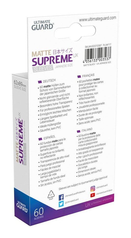 Ultimate Guard Supreme UX Sleeves Japanese Size Matte Black (60) 4056133003537