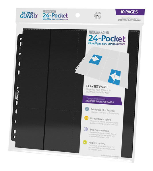 Ultimate Guard 24-Pocket Quadrow Pages Side-Loading Black (10) - Amuzzi