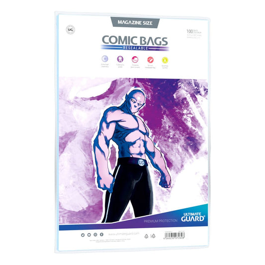 Ultimate Guard Comic Bags Resealable (100) - Magazine Size 4260250072608