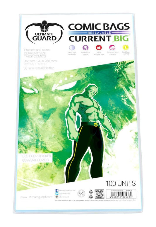 Ultimate Guard Comic Bags BIG Resealable Current Size (100) - Amuzzi