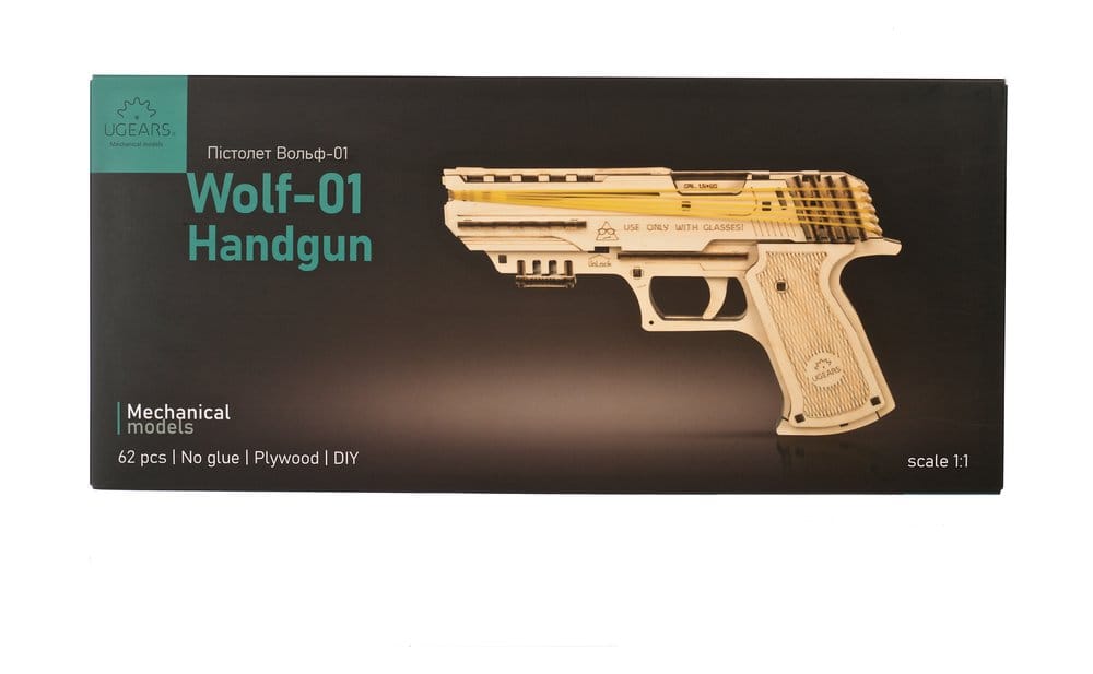 Ugears 3D Wooden Puzzle Wolf-01 Handgun 4820184120723
