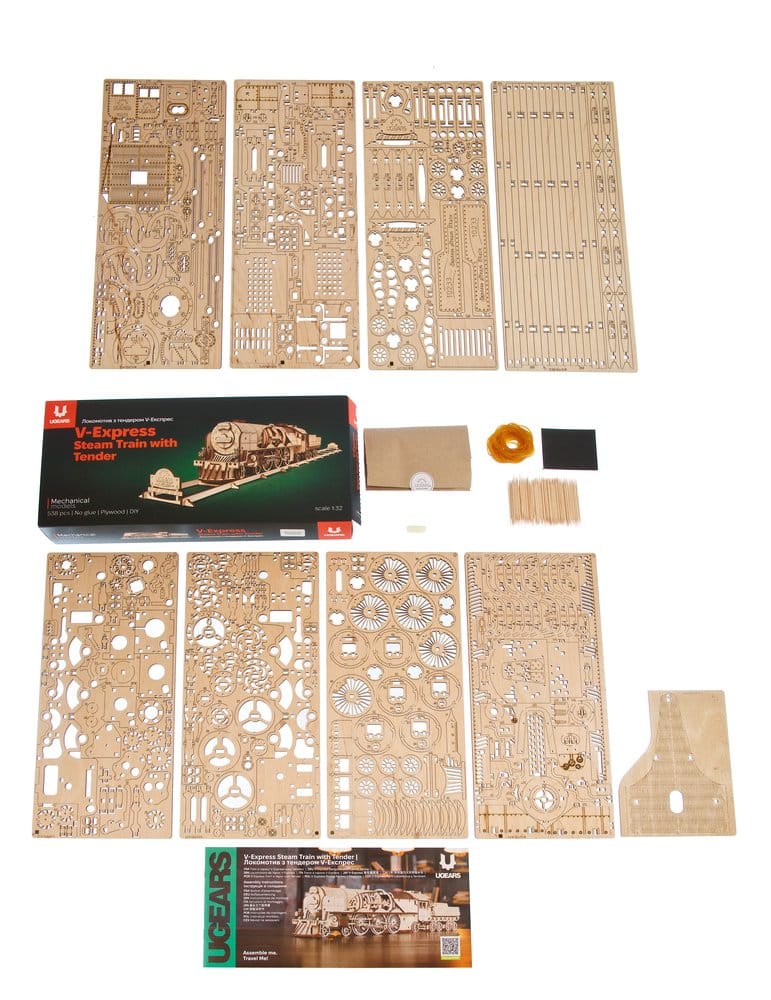 Ugears 3D Wooden Puzzle V-Express Steam Train with Tender 4820184120853