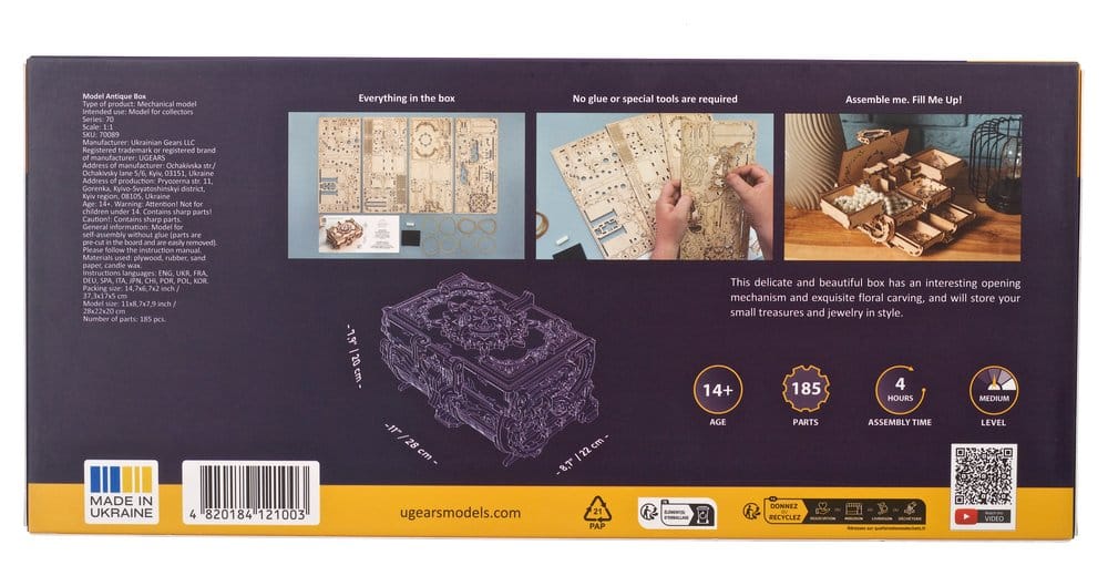 Ugears 3D Wooden Puzzle Antique Box 4820184121003