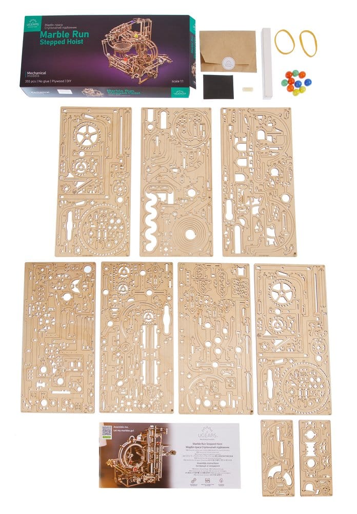 Ugears 3D Wooden Puzzle Marble Run Stepped Hoist 4820184121287