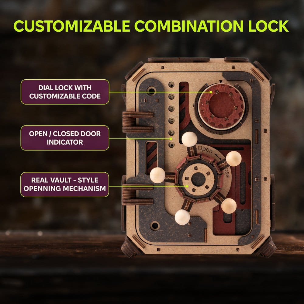 Ugears 3D Wooden Model Kit Safe Too 17 cm 4820184123489