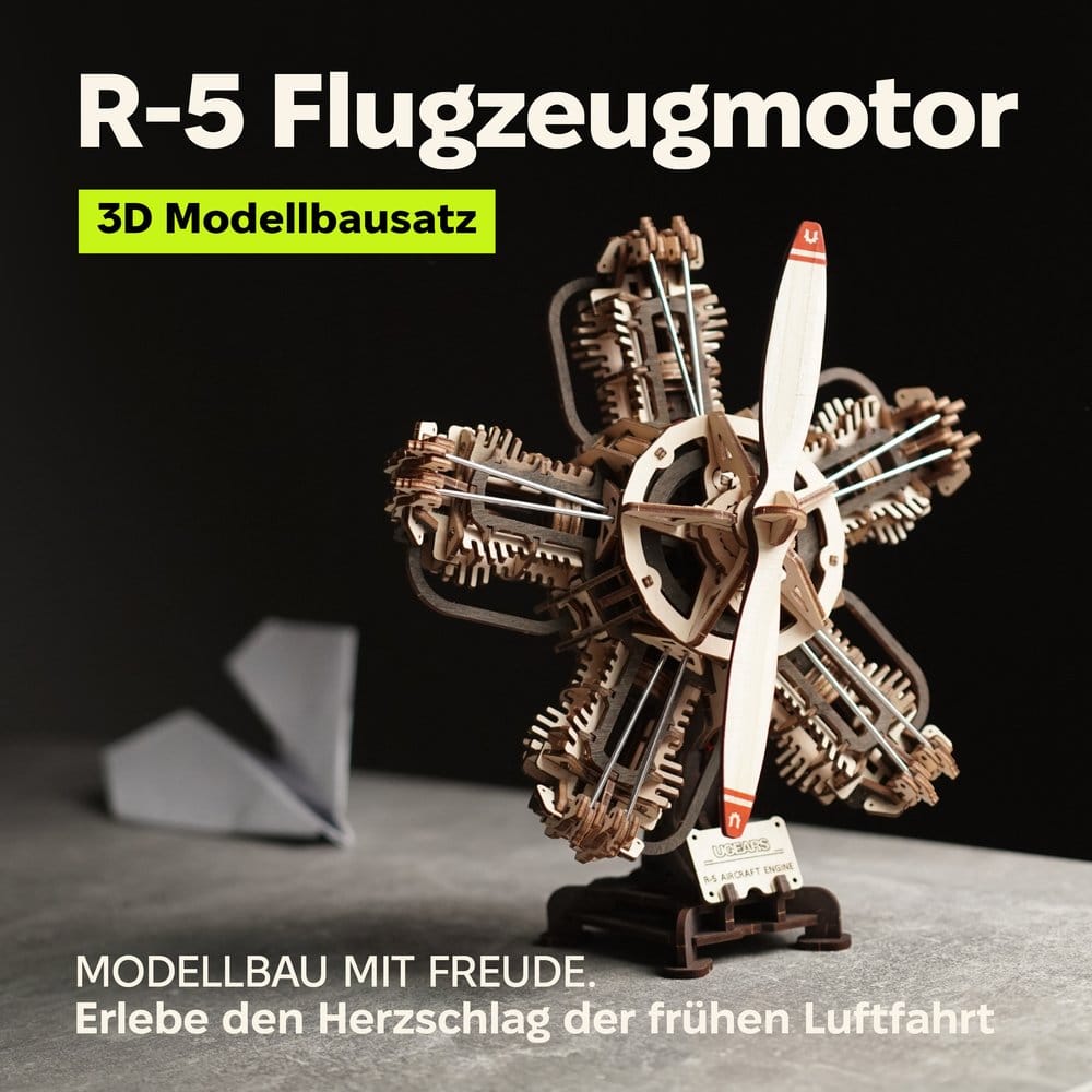 Ugears 3D Wooden Model Kit R-5 Aircraft Engine 25 cm 4820184123465