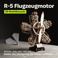 Ugears 3D Wooden Model Kit R-5 Aircraft Engine 25 cm 4820184123465