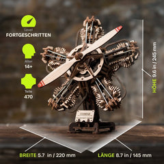 Ugears 3D Wooden Model Kit R-5 Aircraft Engine 25 cm 4820184123465
